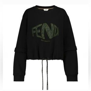 FENDI Detachable Sleeve Round Neck Short Hoodie